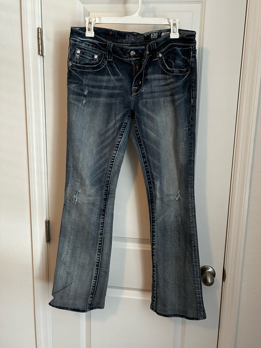 Miss Me Faded Dark Blue Flare Jeans